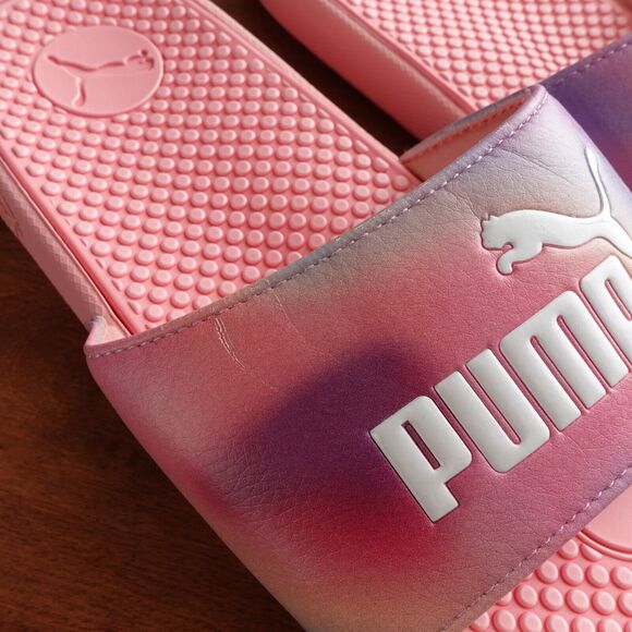 Puma Slides Girls SZ 5C Pink Cool Cat Prismatic Slip On Summer Beach Shoes NWT - Picture 4 of 11